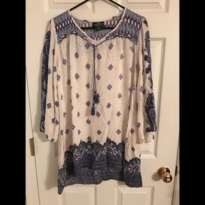 white & blue design dress!